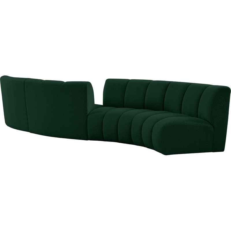 Meridian Furniture Infinity Green Boucle Fabric 4pc. Modular Sectional