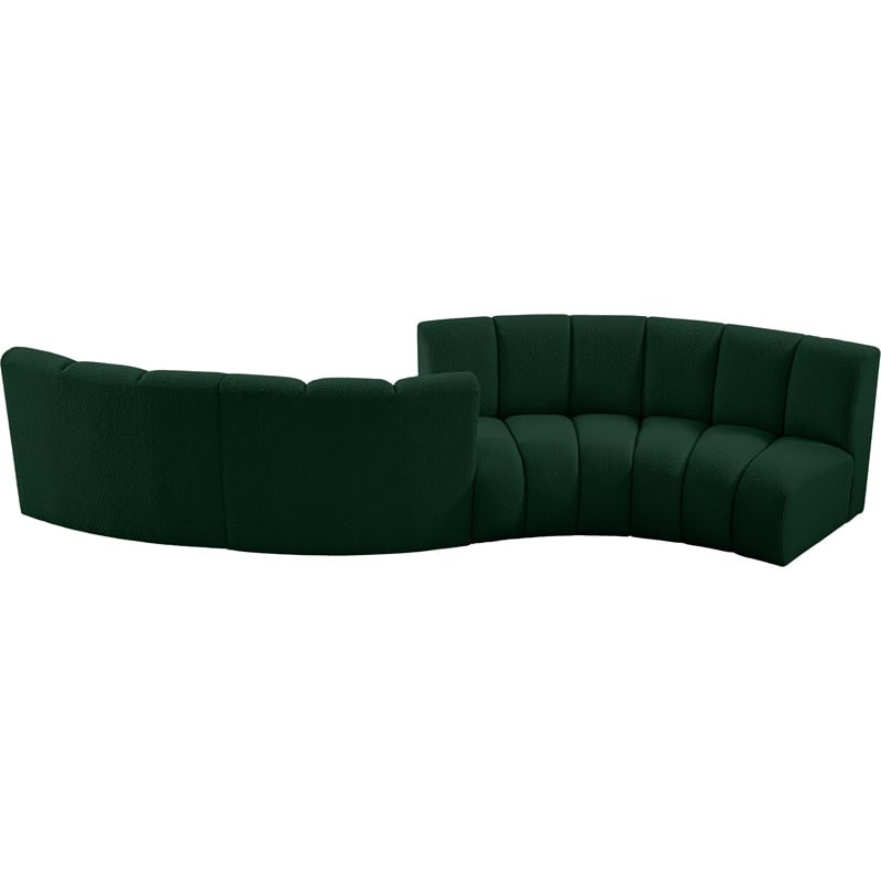 Meridian Furniture Infinity Green Boucle Fabric 4pc. Modular Sectional