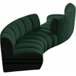 Meridian Furniture Infinity Green Boucle Fabric 4pc. Modular Sectional