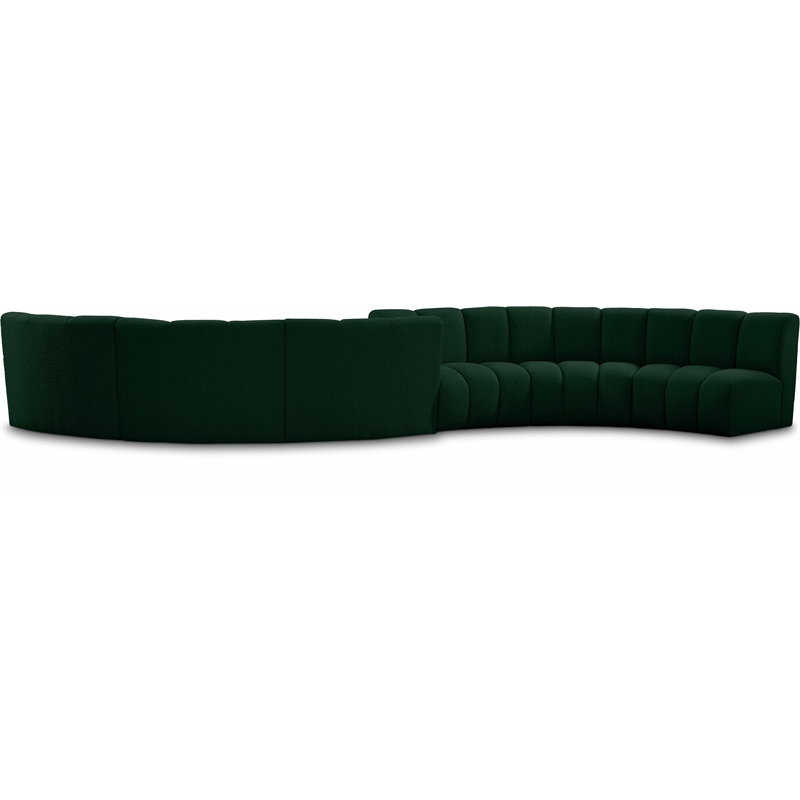 Meridian Furniture Infinity Green Boucle Fabric 6pc. Modular Sectional