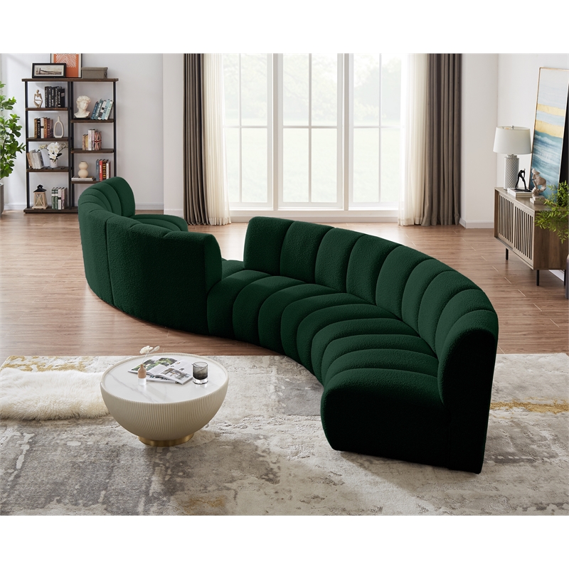Meridian Furniture Infinity Green Boucle Fabric 6pc. Modular Sectional