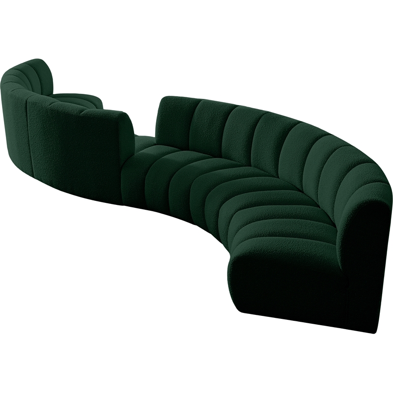 Meridian Furniture Infinity Green Boucle Fabric 6pc. Modular Sectional