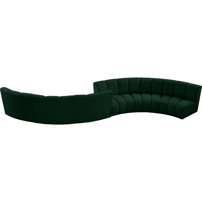 Meridian Furniture Infinity Green Boucle Fabric 6pc. Modular Sectional