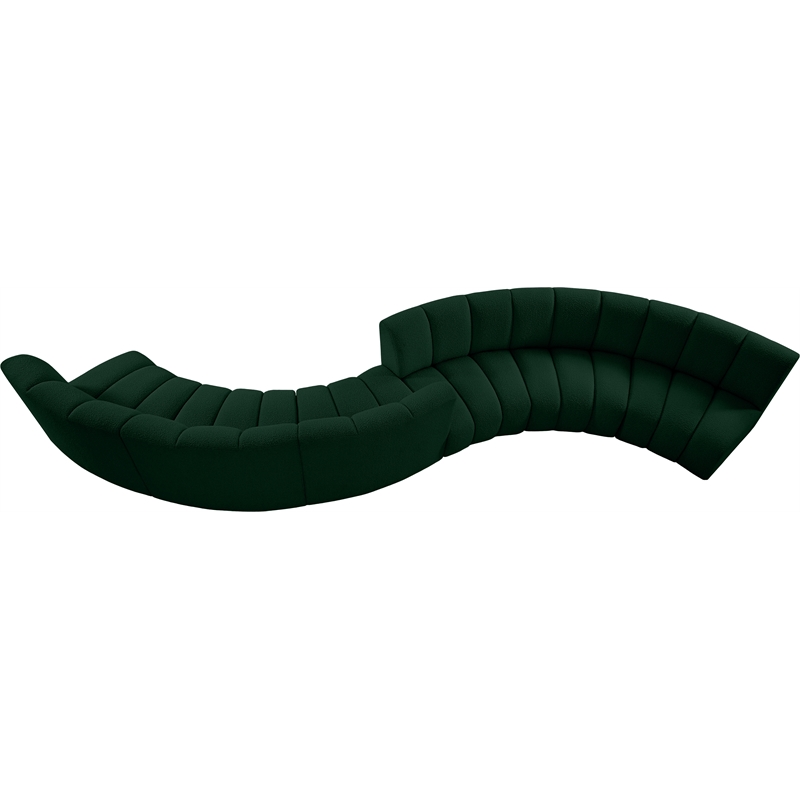 Meridian Furniture Infinity Green Boucle Fabric 6pc. Modular Sectional