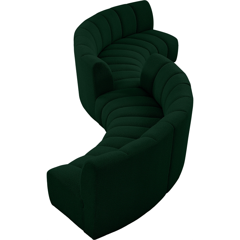 Meridian Furniture Infinity Green Boucle Fabric 6pc. Modular Sectional