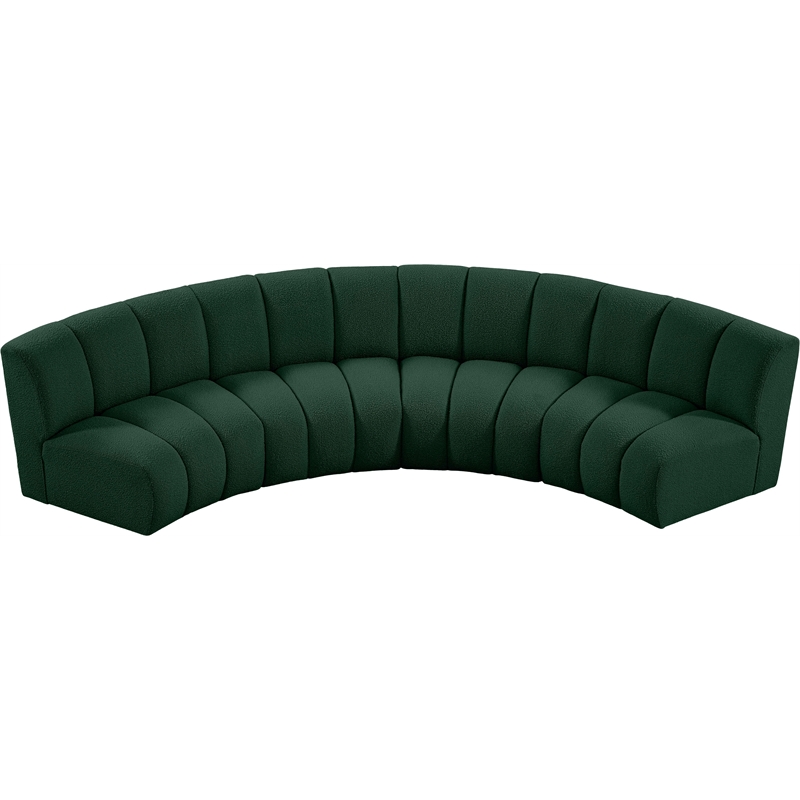 Meridian Furniture Infinity Green Boucle Fabric 4pc. Modular Sectional