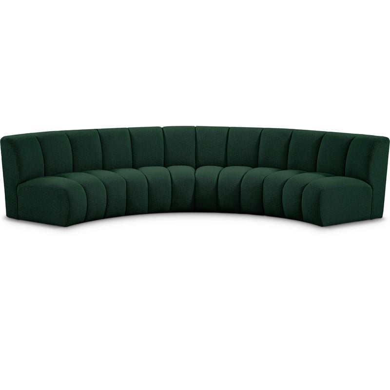 Meridian Furniture Infinity Green Boucle Fabric 4pc. Modular Sectional