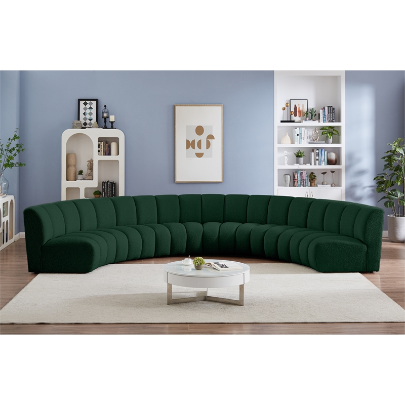 Meridian Furniture Infinity Green Boucle Fabric 6pc. Modular Sectional