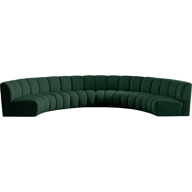 Meridian Furniture Infinity Green Boucle Fabric 6pc. Modular Sectional