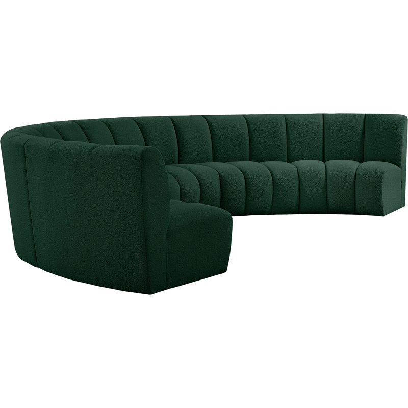 Meridian Furniture Infinity Green Boucle Fabric 6pc. Modular Sectional