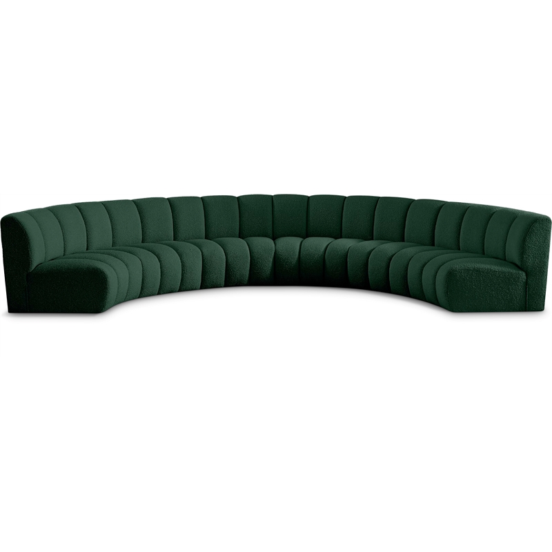 Meridian Furniture Infinity Green Boucle Fabric 6pc. Modular Sectional