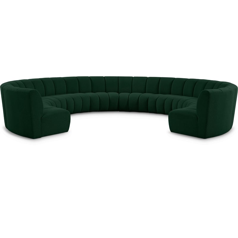 Meridian Furniture Infinity Green Boucle Fabric 10pc. Modular Sectional