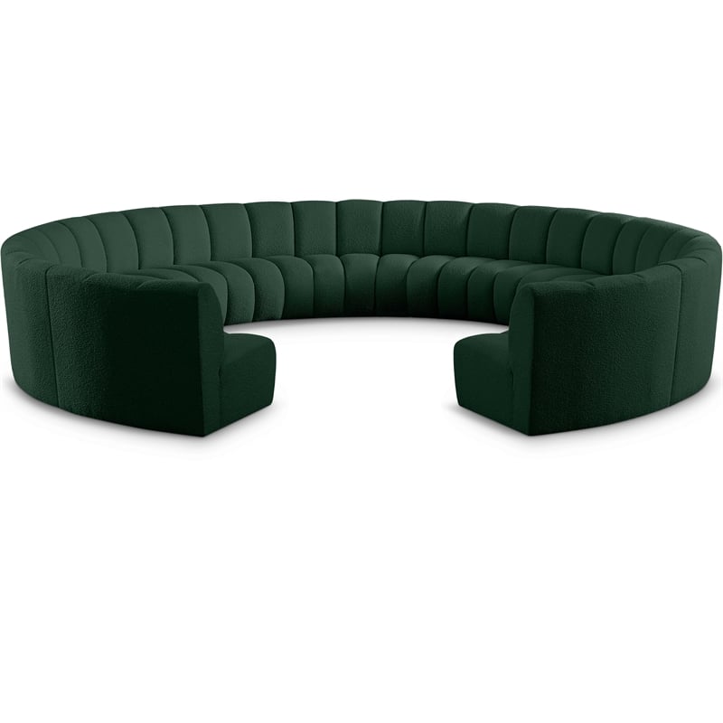 Meridian Furniture Infinity Green Boucle Fabric 11pc. Modular Sectional