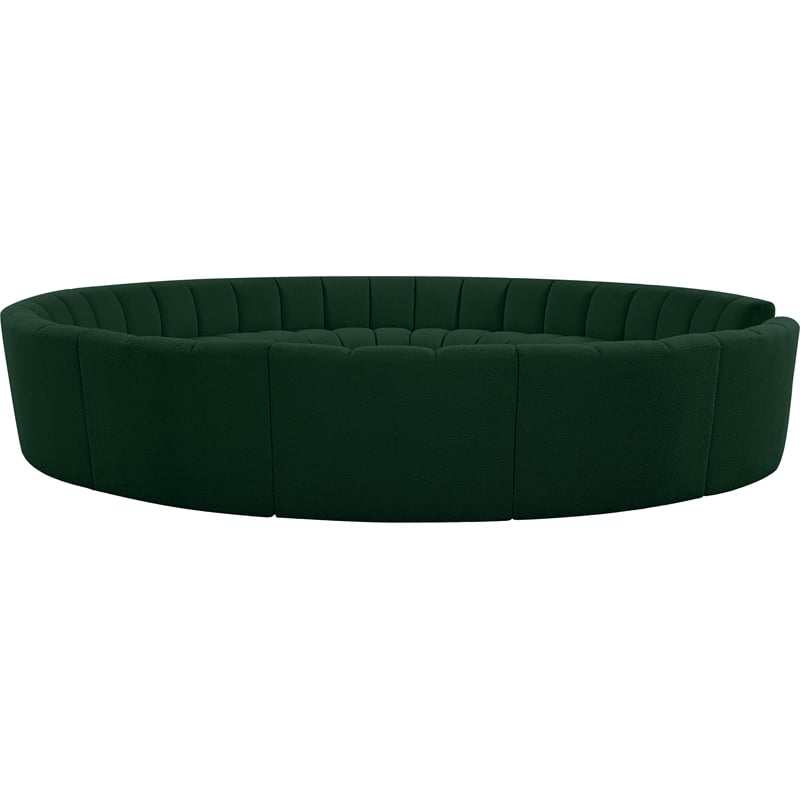 Meridian Furniture Infinity Green Boucle Fabric 12pc. Modular Sectional