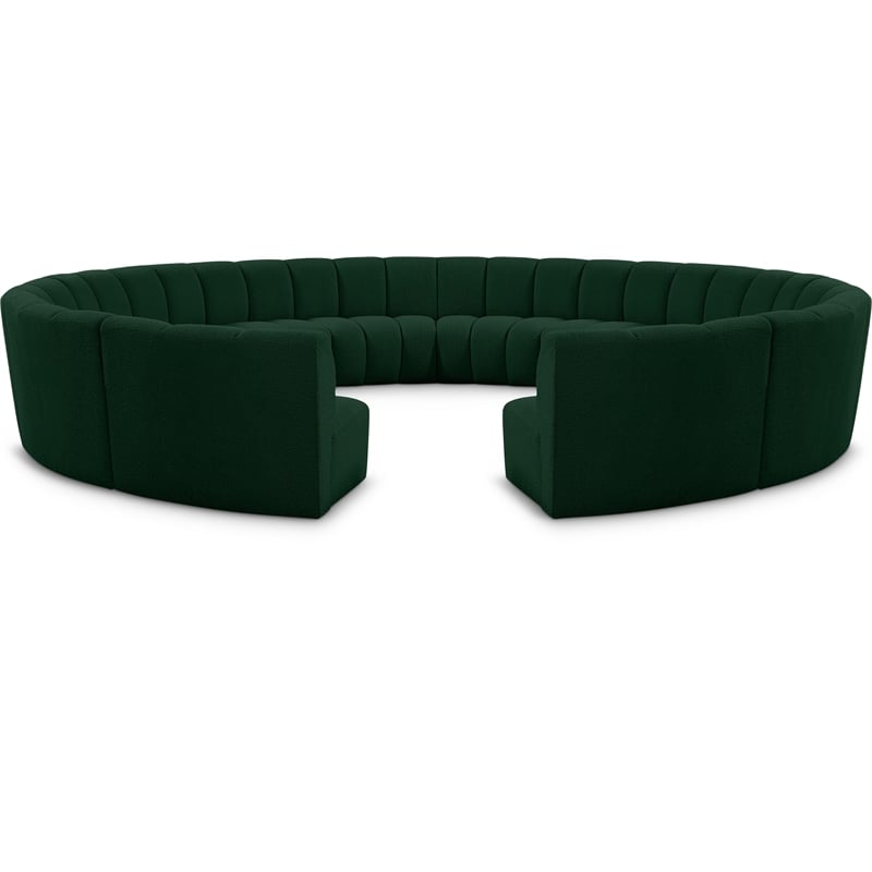 Meridian Furniture Infinity Green Boucle Fabric 12pc. Modular Sectional