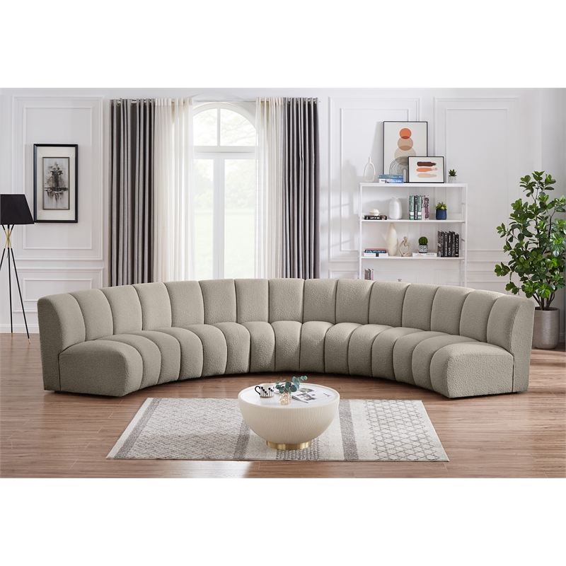 Meridian Furniture Infinity Brown Boucle Fabric 5pc. Modular Sectional