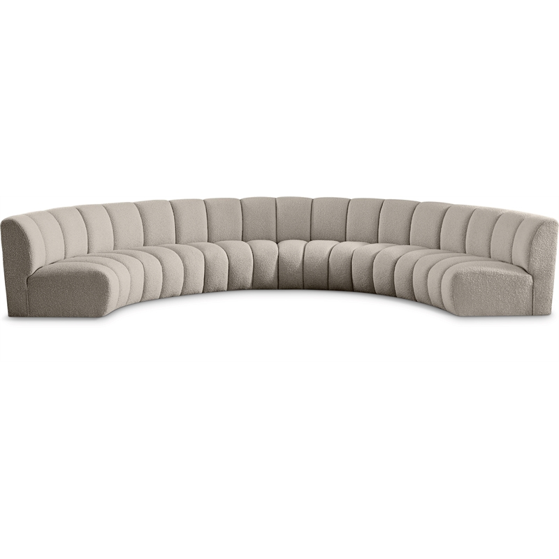 Meridian Furniture Infinity Brown Boucle Fabric 6pc. Modular Sectional