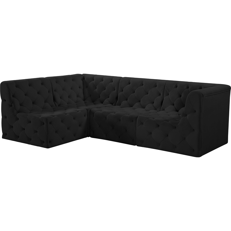 Meridian Furniture Tuft Black Velvet Modular Sectional