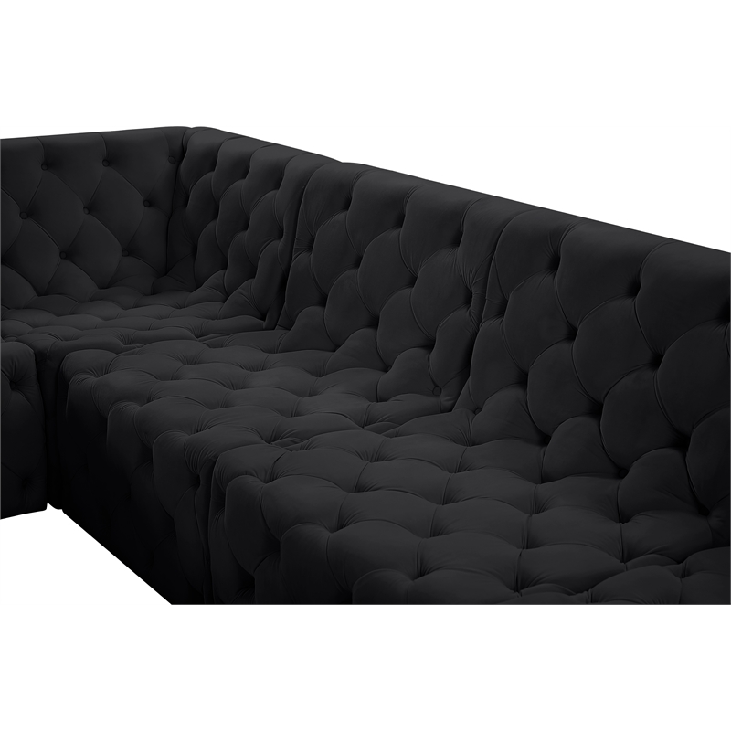 Meridian Furniture Tuft Black Velvet Modular Sectional