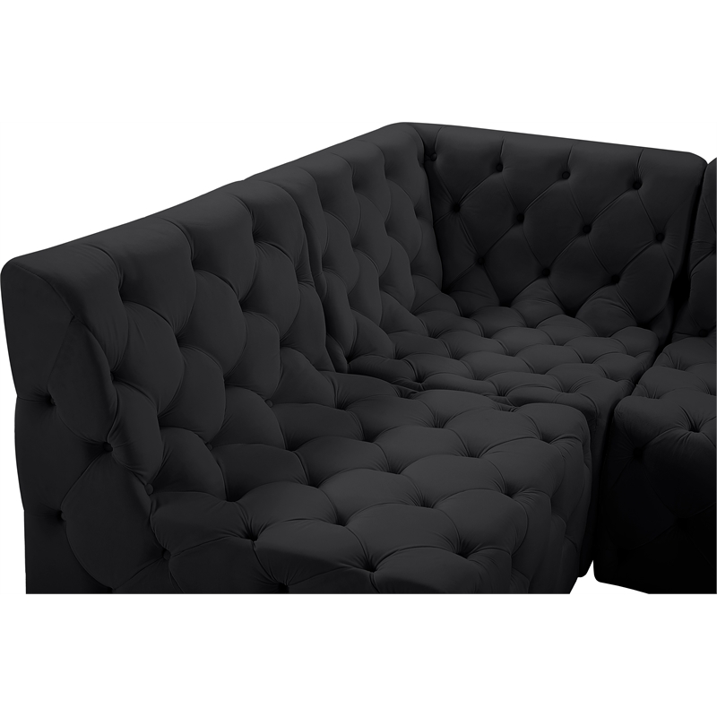 Meridian Furniture Tuft Black Velvet Modular Sectional