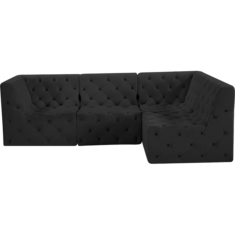 Meridian Furniture Tuft Black Velvet Modular Sectional