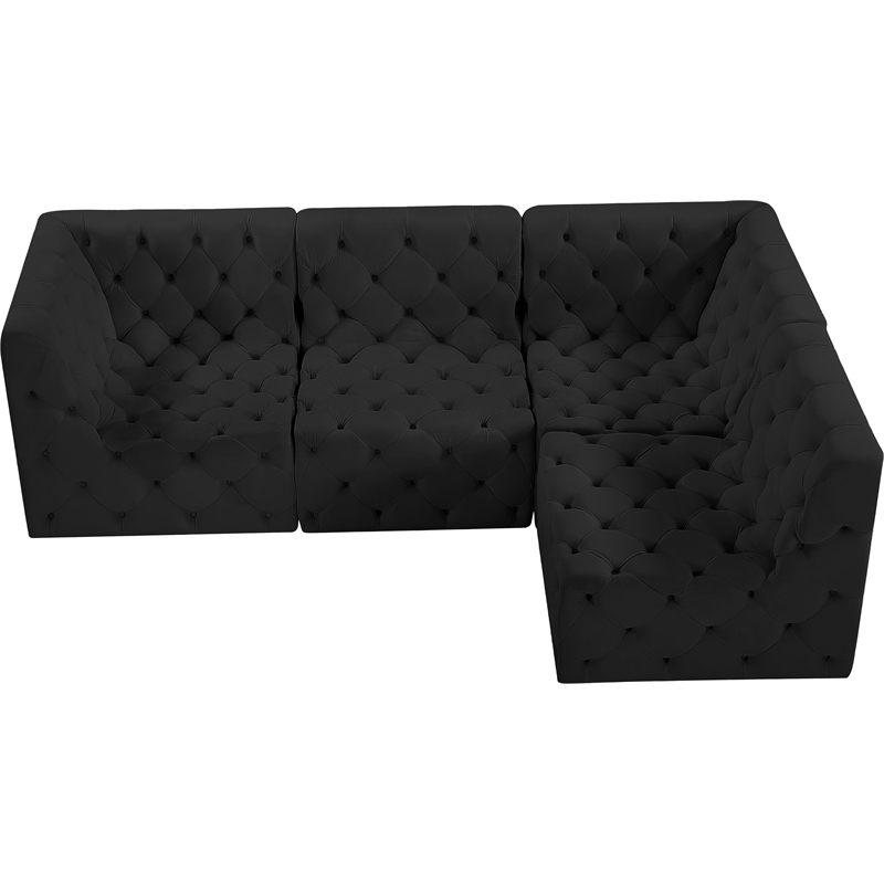Meridian Furniture Tuft Black Velvet Modular Sectional