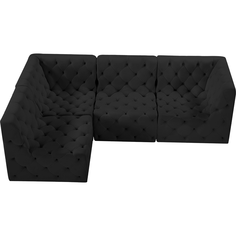 Meridian Furniture Tuft Black Velvet Modular Sectional