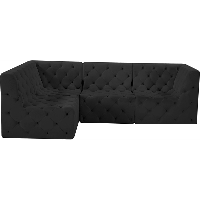 Meridian Furniture Tuft Black Velvet Modular Sectional