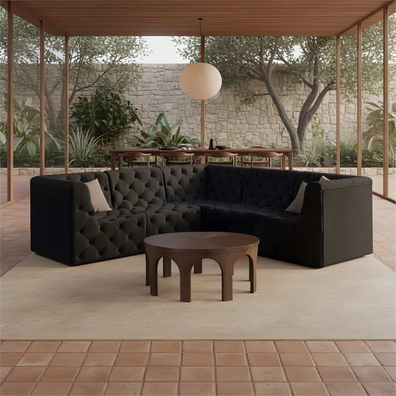 Meridian Furniture Tuft Black Velvet Modular Sectional