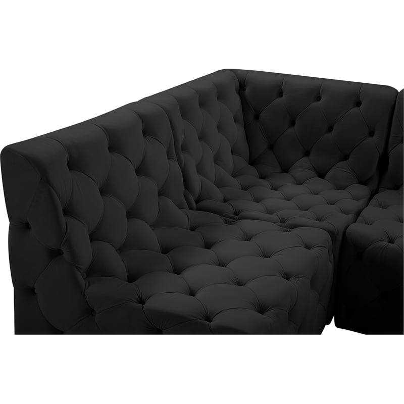 Meridian Furniture Tuft Black Velvet Modular Sectional