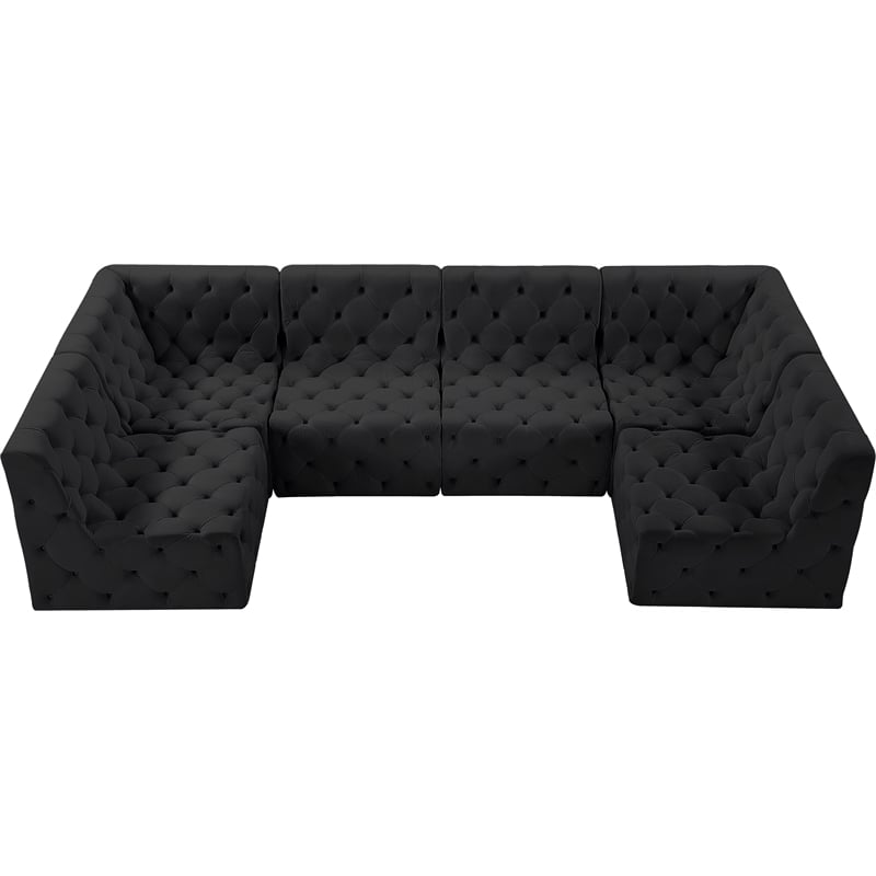 Meridian Furniture Tuft Black Velvet Modular Sectional