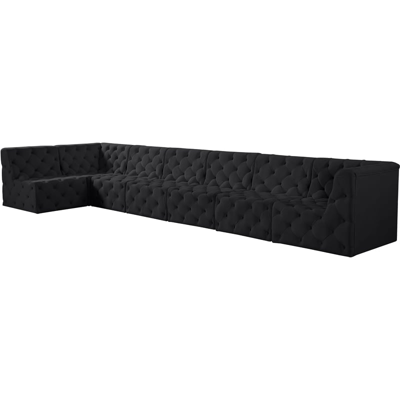 Meridian Furniture Tuft Black Velvet Modular Sectional
