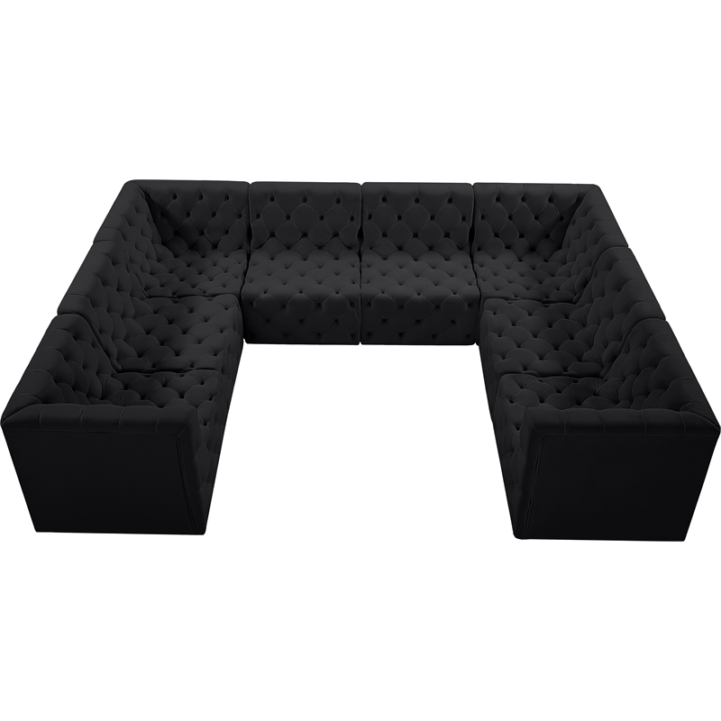 Meridian Furniture Tuft Black Velvet Modular Sectional