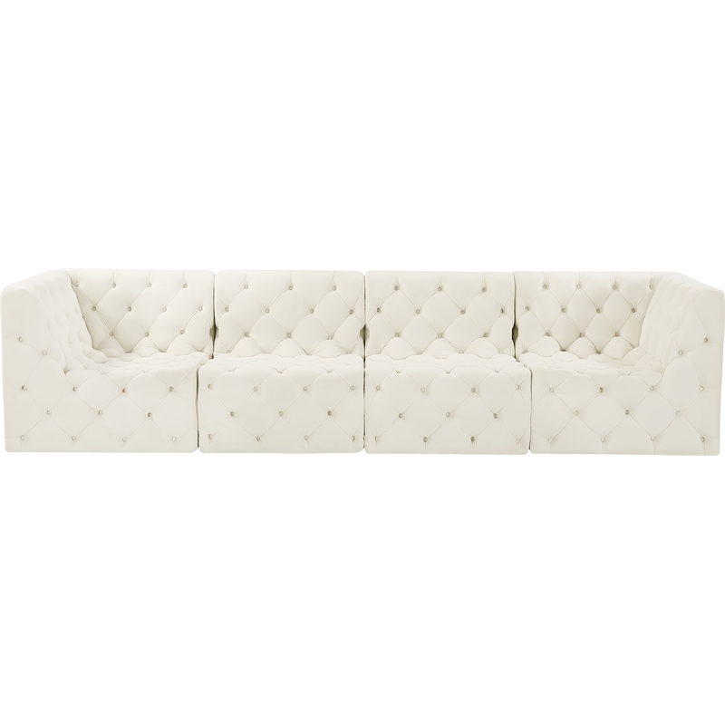 meridian furniture tuft cream velvet modular sofa