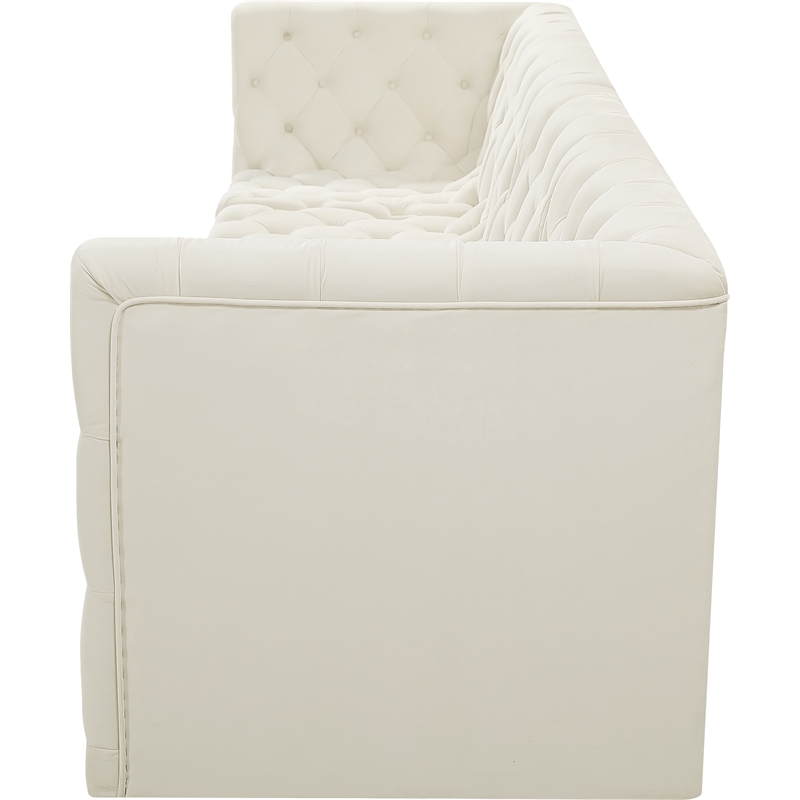 meridian furniture tuft cream velvet modular sofa