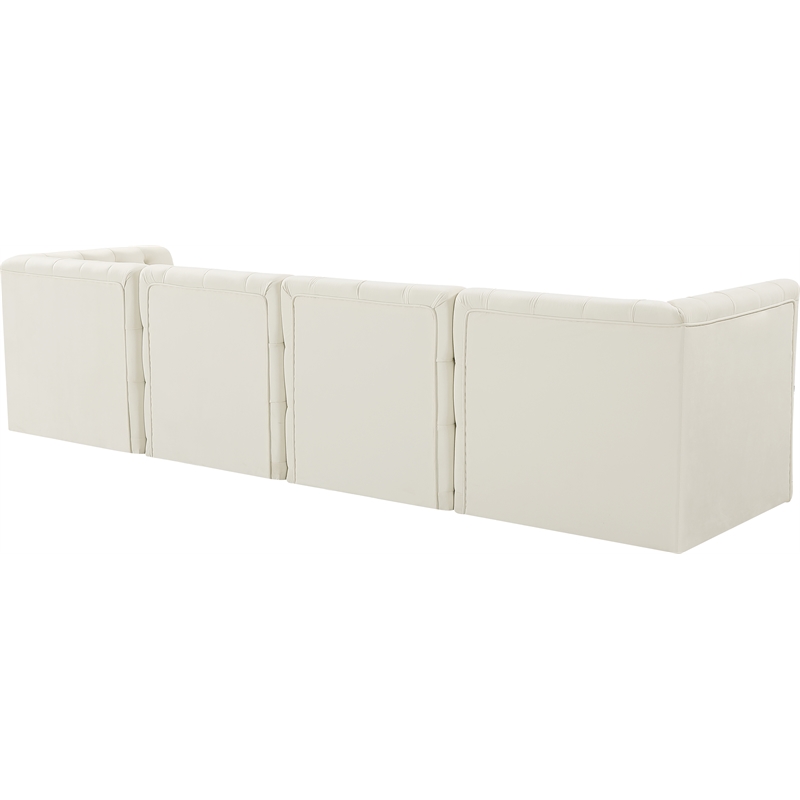meridian furniture tuft cream velvet modular sofa