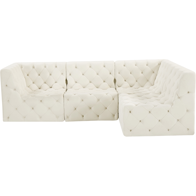 Meridian Furniture Tuft Cream Velvet Modular Sectional