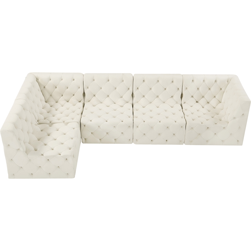 Meridian Furniture Tuft Cream Velvet Modular Sectional