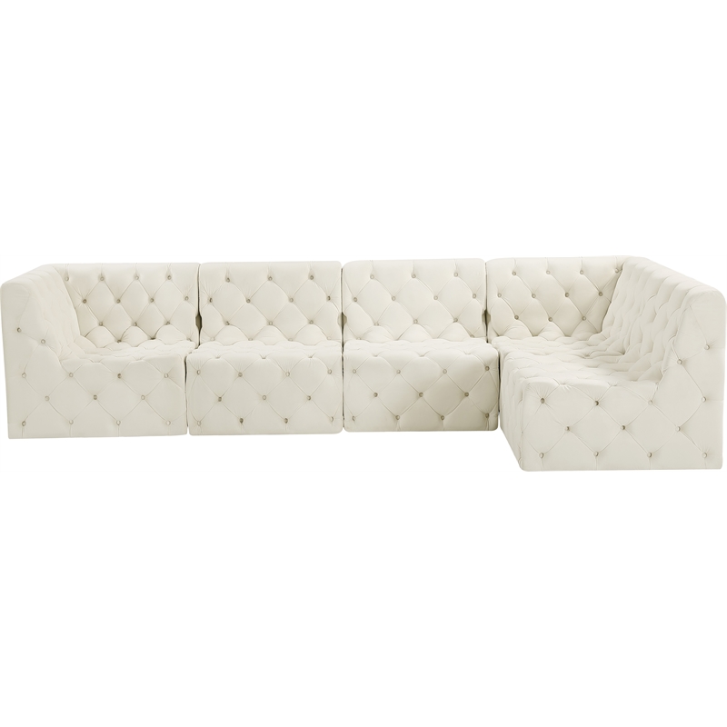 Meridian Furniture Tuft Cream Velvet Modular Sectional