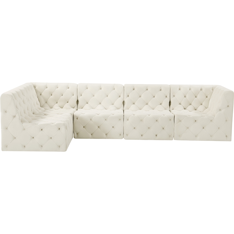 Meridian Furniture Tuft Cream Velvet Modular Sectional
