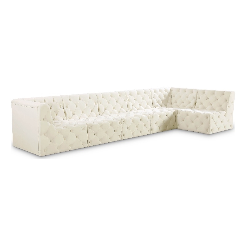 Meridian Furniture Tuft Cream Velvet Modular Sectional