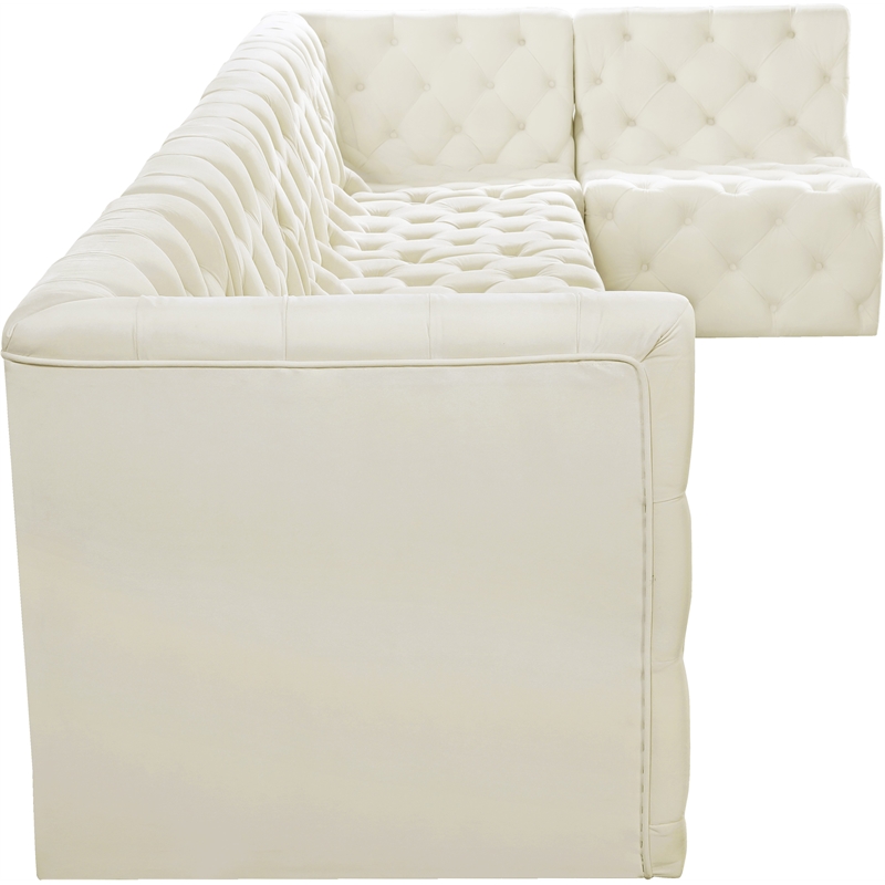 Meridian Furniture Tuft Cream Velvet Modular Sectional