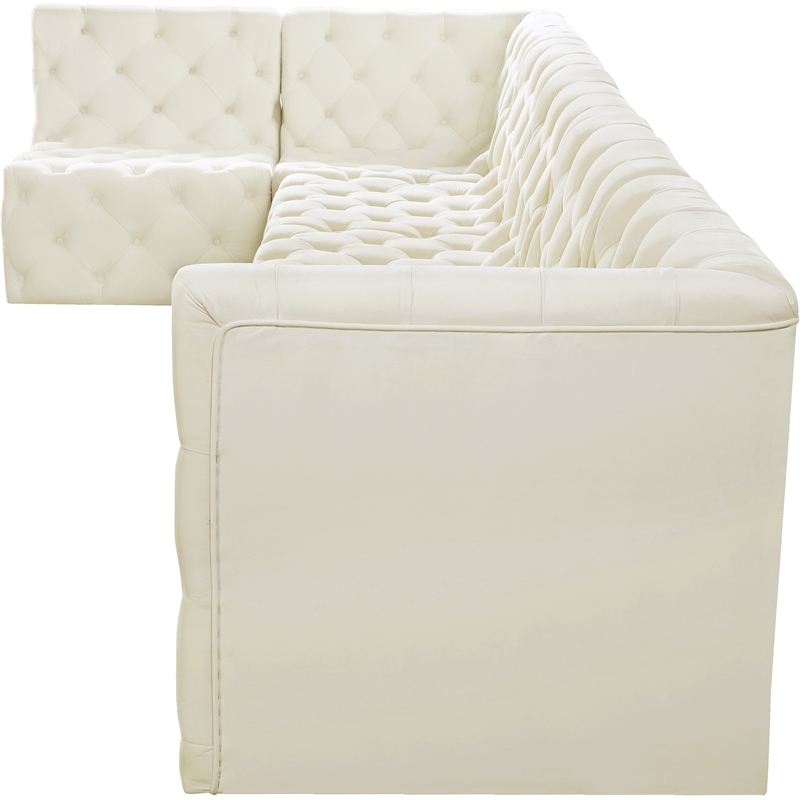 Meridian Furniture Tuft Cream Velvet Modular Sectional