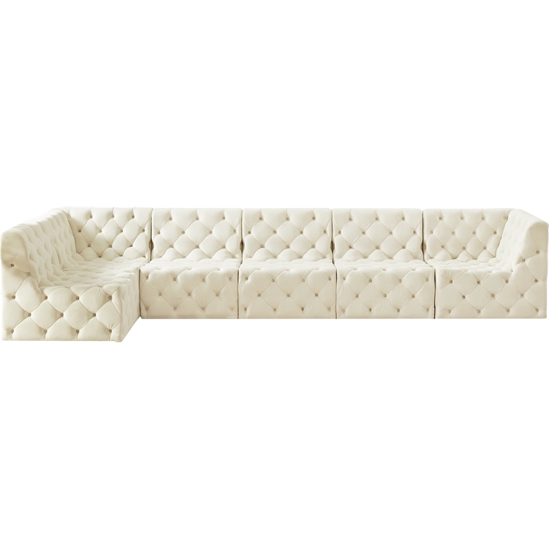 Meridian Furniture Tuft Cream Velvet Modular Sectional