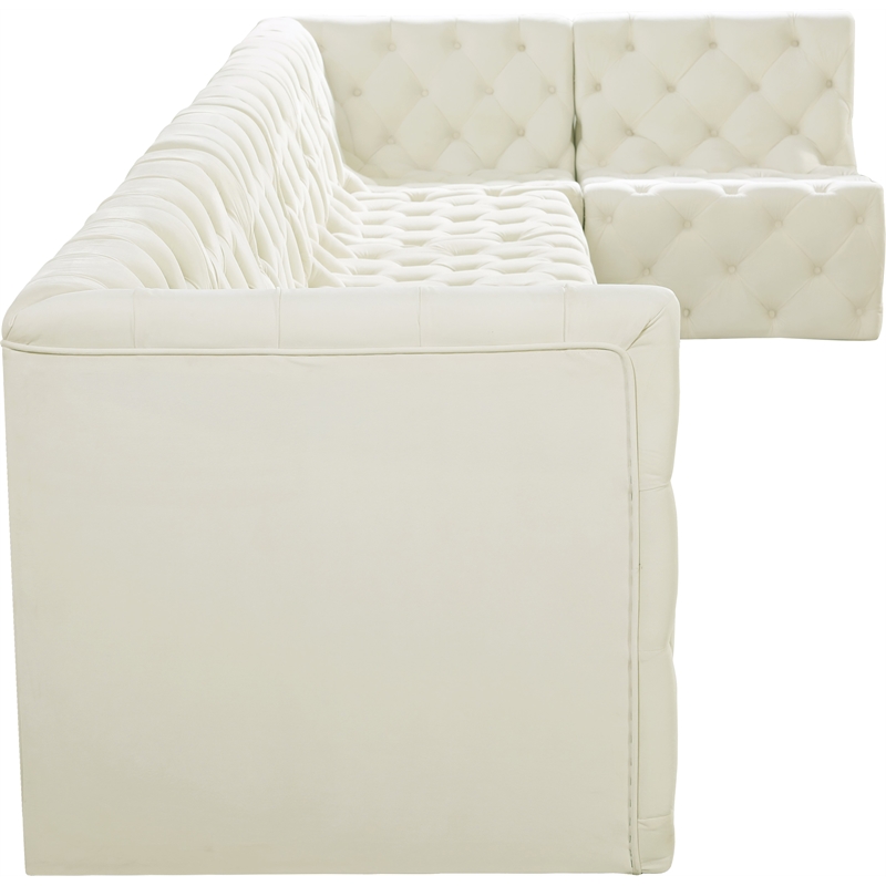Meridian Furniture Tuft Cream Velvet Modular Sectional