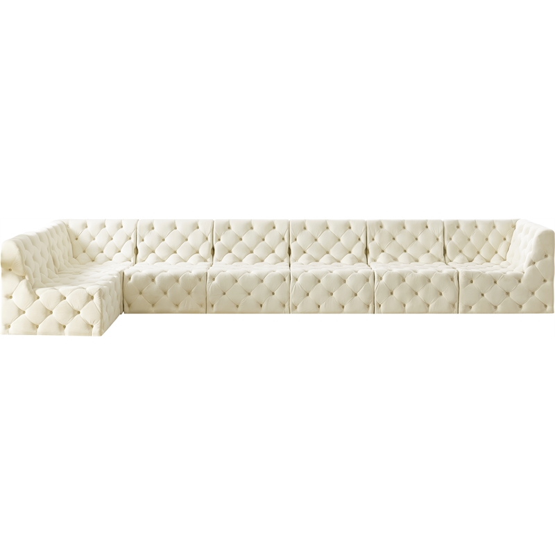Meridian Furniture Tuft Cream Velvet Modular Sectional