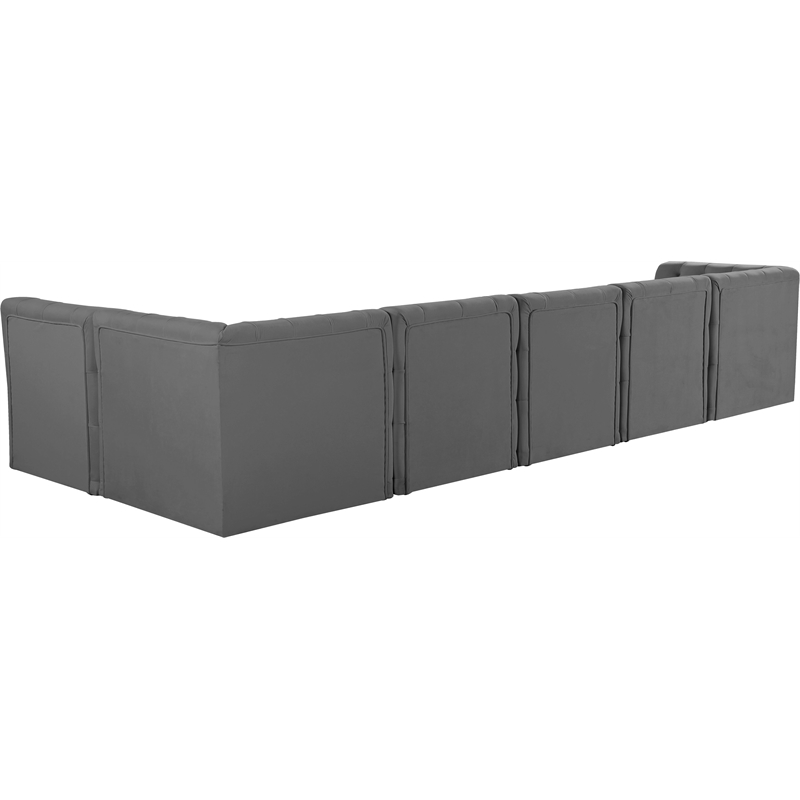 Meridian Furniture Tuft Grey Velvet Modular Sectional