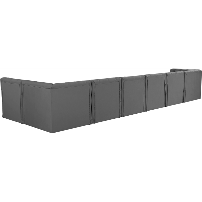 Meridian Furniture Tuft Grey Velvet Modular Sectional