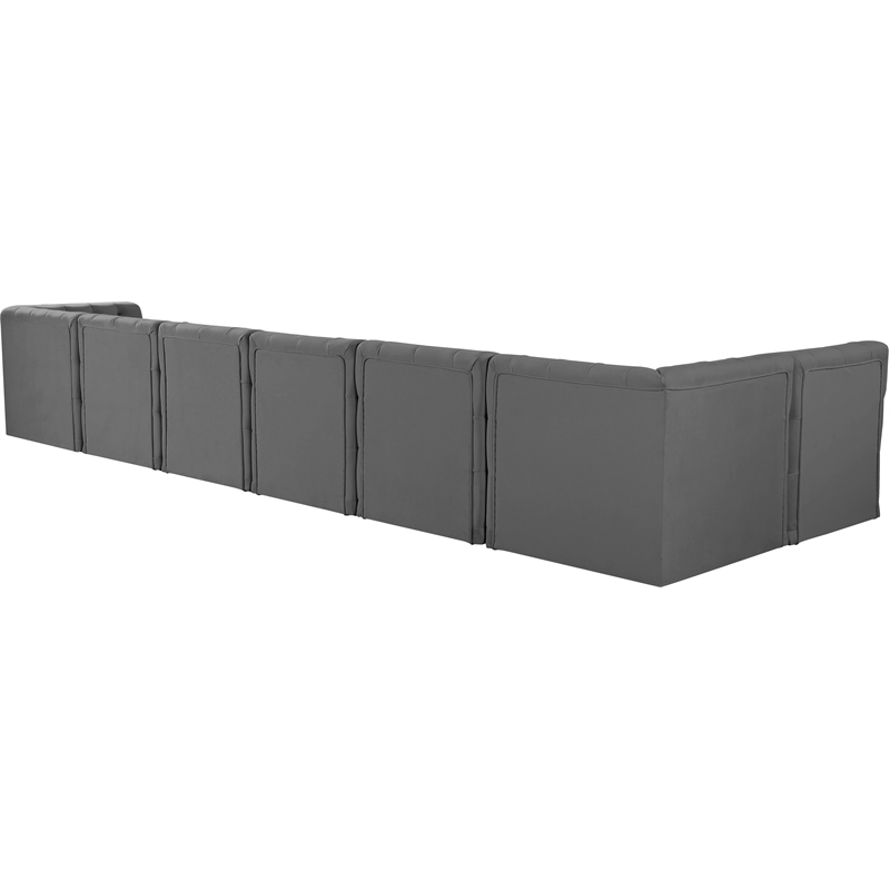 Meridian Furniture Tuft Grey Velvet Modular Sectional