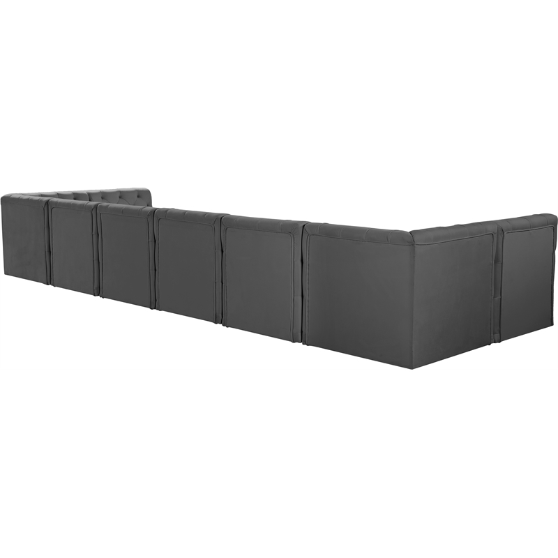 Meridian Furniture Tuft Grey Velvet Modular Sectional